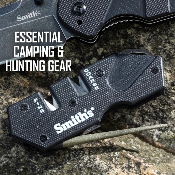 UYGDUY-Smiths Pocket Pal Tactical Knife Sharpener - 2 Stage Sharpener & Diamond Sharpening Rod - Pocket Clip - Outdoor Hunting Knife & Hook Sharpener - Compact & Lightweight