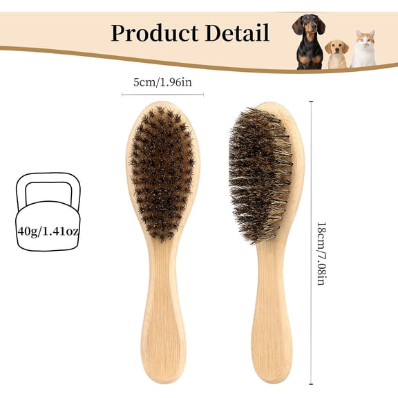 UYGDUY-Soft Boar Bristle Dog Brush for Short Haired, Gentle Deshedding & Grooming Tool, Ideal Pet Hair Brush, Puppy Essentials for Grooming and Shedding, Small