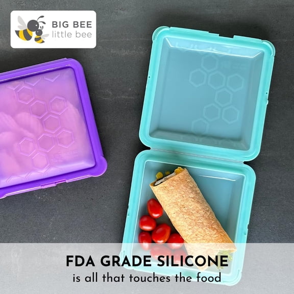 UYGDUY-SoftShell Reusable Silicone Food Storage Container - Clamshell Snap-Close Design, No Lost Lids, Easy to Clean, Compact for Travel, Meal Prep, Microwave Freezer and Dishwasher Safe