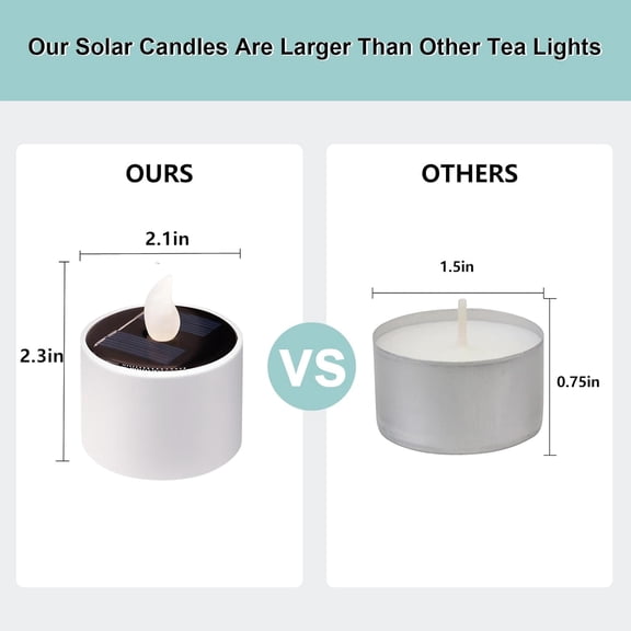 UYGDUY-Solar Tea Lights Outdoor Waterproof - 6 Pack Flameless Flickering Solar Candles Reusable LED Tea Light Candles Rechargeable Dusk to Dawn Lighting for Lanterns Garden Camping Home Decor, 2.3''x