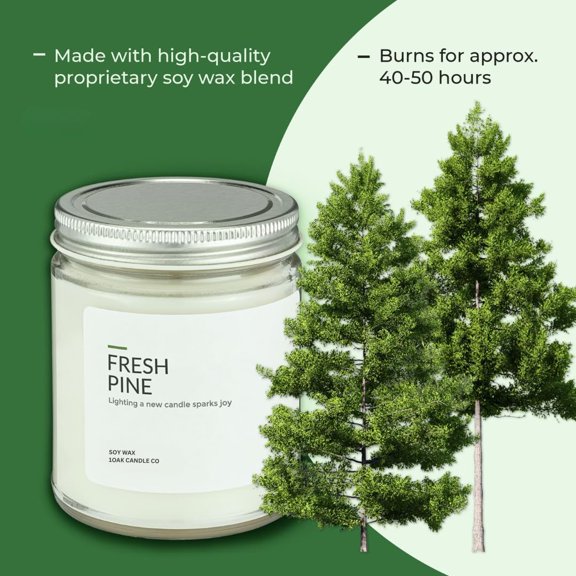 UYGDUY-Soy Wax Candles (Fresh Pine) - Pine Candle - Soy Candles for Home Scented - Long Burning Premium - Hand-Poured (7oz.)