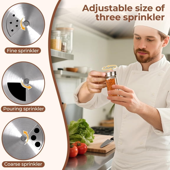 UYGDUY-Spice Jars with Shaker lids Adjustable, 8oz 6PCS9 DIY Labels, Spice Jars Trial Set & Supplement Set, Empty Ingredient Containers and Square Ingredient Bottles for Kitchen and Seasoning