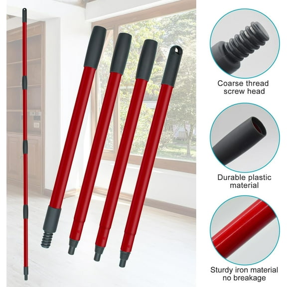 UYGDUY-Spin Mop Replace Head, Base, Mop Handle Replacement for OCedar EasyWring 1 Tank System, Include 2 Microfiber Mop Head Replacement, 1 Sturdy Iron 30-58" Mop Handle, 1 Scrubber Head, 1 Spin Base