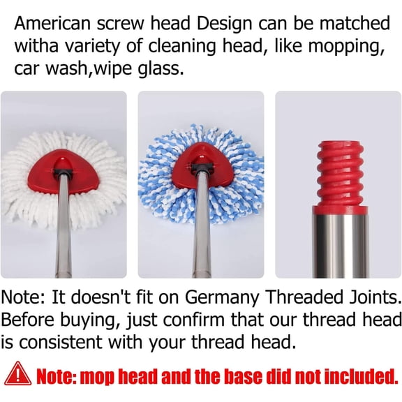 UYGDUY-Spin Mop Replacement Handle - 4-Section 30" to 58" Mop Handle Replacement Stick Compatible with O-Ceda Spin Mop, EasyWring Mop Handle for Floor Cleaning(Mop Head&Base not Include) (Red)