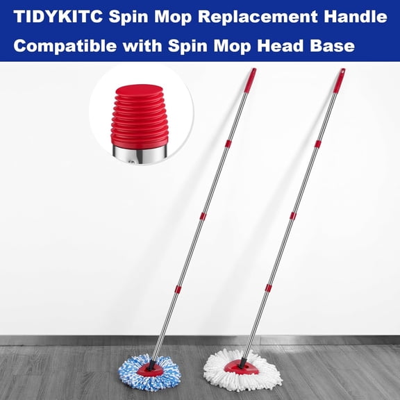UYGDUY-Spin Mop Replacement Handle Compatible with O Cedar Mop Replace Head Base, 4-Section 2.5-to-5 Foot Mop Stick, Germany Screw (Mop Base&Refill not Included)