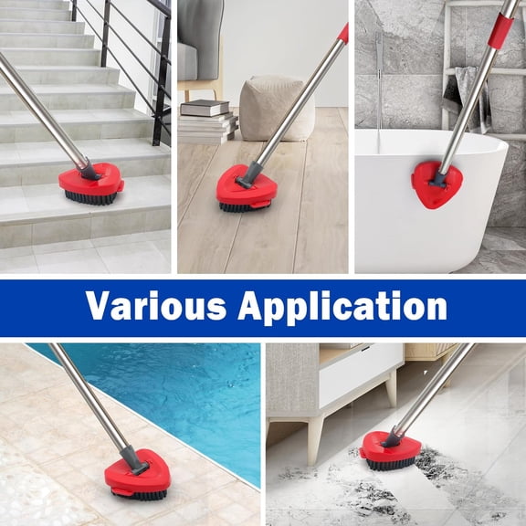 UYGDUY-Spin Mop Replacement Heads, Base, Brush for O-Cedar EasyWring 2 Tank System, Includes 2 Microfiber Refills, 1 Triangle Cover and 1 Scrub Tool for Cleaning Bathroom Kitchen Tile Floor