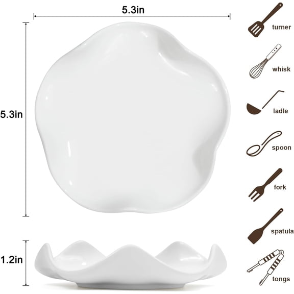 UYGDUY-Spoon Rest for Stove Top, 5.3 Inch Ceramic Spoon Holder for Kitchen Counter, Coffee Ladle Holder, Utensil Rest for Cooking, Housewarming Gifts (White)