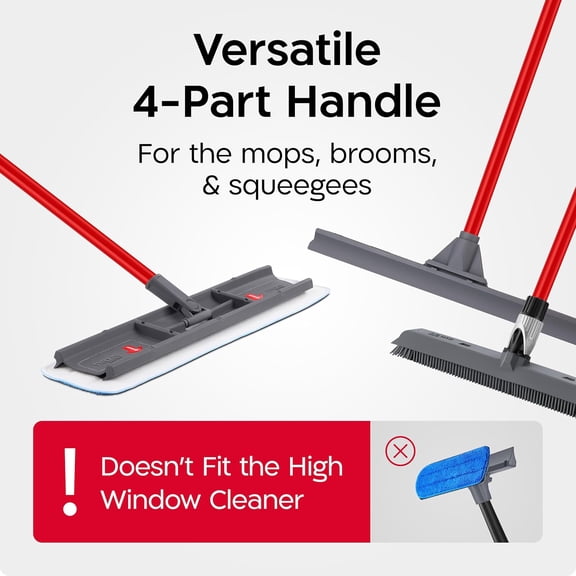 UYGDUY-Stainless Steel 4-Piece Broom Handle | 140CM Mop Handle Replacement | Standard American Threading Compatible with All Cleaning Heads | Broom Stick Pole | Mop Pole
