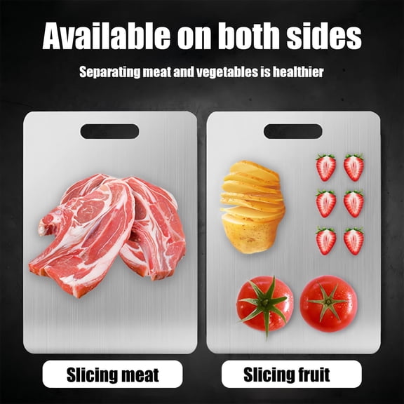 UYGDUY-Stainless Steel Cutting Board, Titanium Cutting Board, Cutting Boards Double Sided for Kitchen, Fruit, Bread, Meat& Vegetable (Silver, Medium) (13.4"x9")