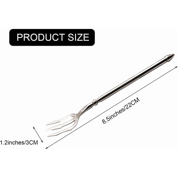 UYGDUY-Stainless Steel Dinner Fork,Meat Cooking Gourmet Steak Round Handle Long Handle Fork Used In Kitchen Restaurant,2 Pieces,Silver.