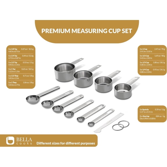 UYGDUY-Stainless Steel Measuring Cups and Spoons Set 12 Piece Stackable Baking & Cooking Gadgets for Dry and Liquid Ingredients,Nesting Cups, Engraved Markings & Leveler,Dishwasher Safe Kitchen Tools