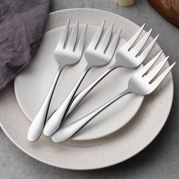 UYGDUY-Stainless Steel Serving Forks, 4-Piece Metal Hostess Serving Utensils Set for Meat Catering Buffet Party Kitchen Restaurant, Non-toxic & Dishwasher Safe