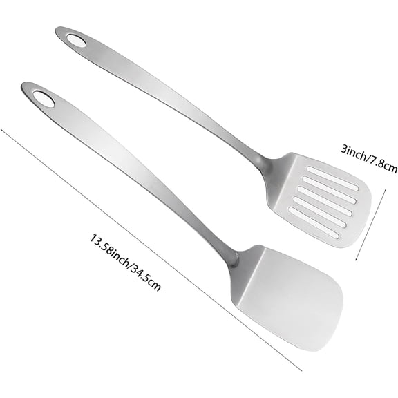 UYGDUY-Stainless Steel Spatula Set Metal Spatulas for Kitchen Use Slotted Turner for Cooking, 13.5-Inch