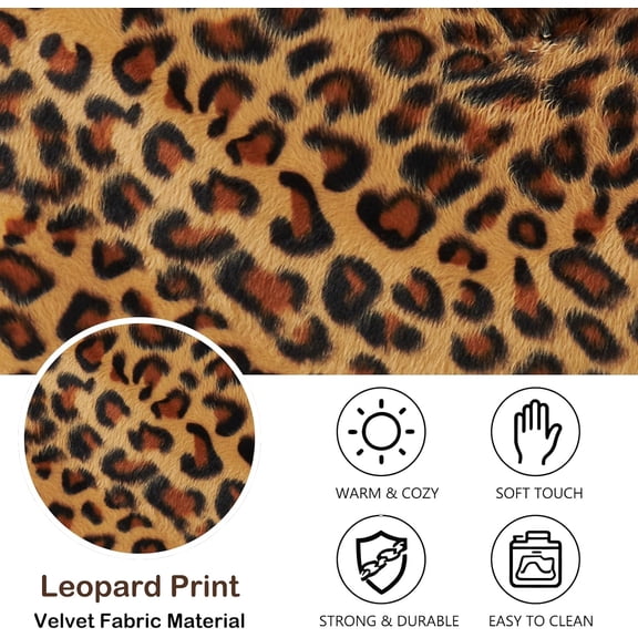 UYGDUY-Storage Bins Boxes with Zipper Lid Leopard Print Cute Velvet Fabric Basket PU Leather Handles PP Plastic Board Foldable Washable Lidded Closet Shelf Organizer Container (Small Size)