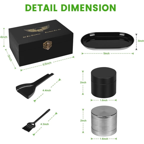 UYGDUY-Bamboo Storage Box, Decorative Box With Buckle, Stash Box Combo Kit with 2 Storage Jars, Tray Set, 5 Small Bags and Others Accessory