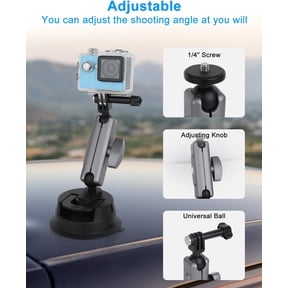 UYGDUY-Suction Cup Mount for Gopro Car Mount, 360 Adjustable Bracket Holder with Ball Head Magic Arm, 1/4" Screw Quick Release Car Mount Compatible with GoPro/Insta360/DJI OSMO Action Camera, Black