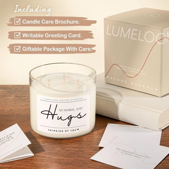 UYGDUY-Sympathy Gifts for Loss of Loved One, Memorial Gifts, 14.5oz, Large 3-Wick Lavender Scented Soy Wax Candle, No Words Just Hugs, Bereavement, Condolence, Grief, Think of You Candle for Women