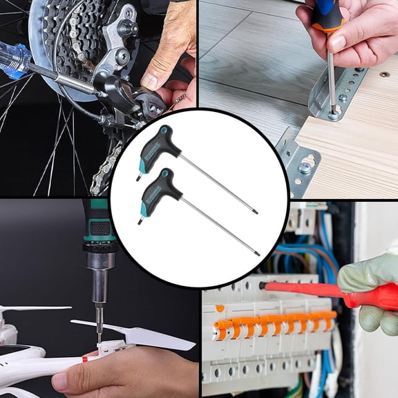 UYGDUY-T25 Torx Wrench,Anti Tamper Proof Hex Key,Cr-V Steel T-Handle Dual End Long Arm Screwdriver 2pcs