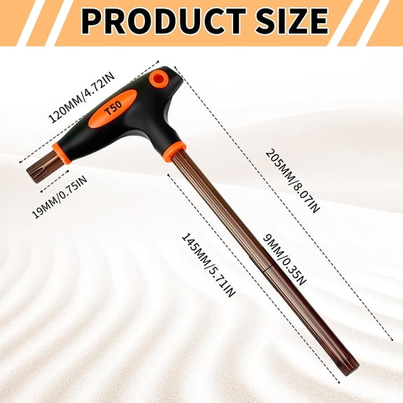 UYGDUY-T50 Torx Screwdriver, Anti Tamper Proof Torx Key, S2 Steel T-Handle Dual End Wrench for Home Repair and Mechanical Maintenance