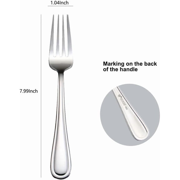 UYGDUY-Table Forks Dinner Forks Stainless Steel 18/0 of Forks 6 Pcs for Home, Kitchen Restaurant, Dishwasher Safe, 7.99 Inches, Silver