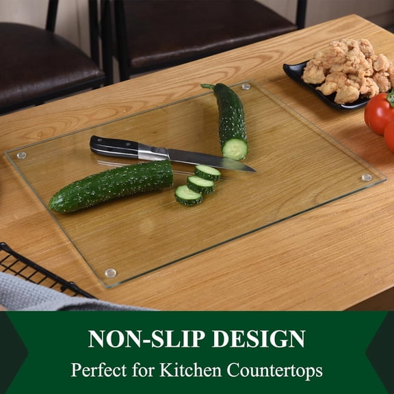 UYGDUY-Tempered Glass Cutting Board for Kitchen, Dishwasher Safe, Clear Cutting Board for Countertop, Scratch Resistant, Heat Resistant, Shatter Resistant, 16"x12" & 12"x8" 2pcs Clear