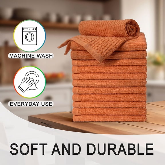 UYGDUY-Textila Bar Mop Towels 16x19 Inch Terra Pack of 10, Cotton Dish Cloths & Cleaning Towels for Kitchen, Bar, Restaurant, Household Use Absorbent, Durable, Reusable
