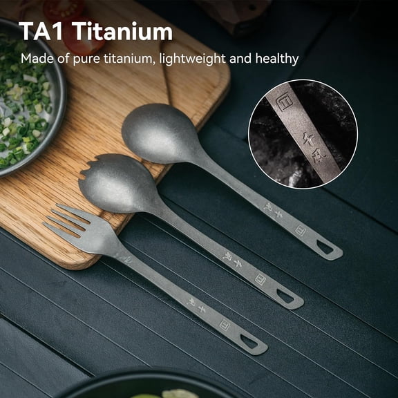 UYGDUY-Titanium Fork, Ultralight Camping Fork, Portable Reusable Flatware for Outdoor Backpacking Hiking Picnic Travel, with Storage Bag