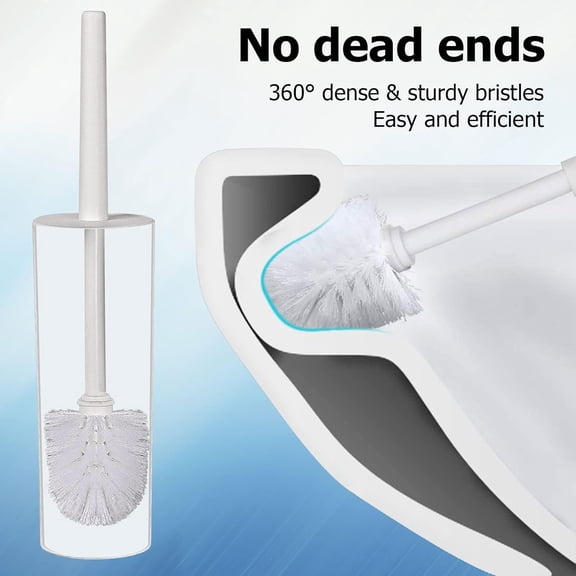 UYGDUY-Toilet Brush,1 Pack Compact Toilet Brush & Holder Set,Plastic Round Barrel Loo Brush with 1 Replacement Toilet Brush Head,Durable for Bathroom Toilet,White