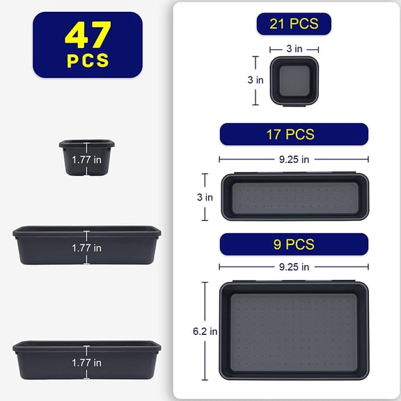 UYGDUY-Tool Box Organizer, Tool Drawer Organizer Tray Divider, Toolbox Organization, Garage Tool Organizers and Storage, Tool Box Accessories for Rolling Tool Chest Cabinet (47PCS)