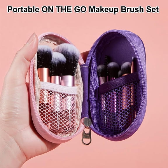 UYGDUY-Travel Makeup Brush Set, 10Pcs Mini Makeup Brushes with Pouch Portable ON THE GO Makeup Brushes Travel Set, Easy-taken Full Complete Function Cosmetic Brushes for Flawless Makeup Looks