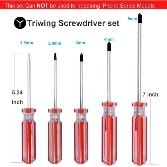 UYGDUY-Triwing Screwdriver Set 5 Sizes 1.5mm 2mm 3mm 4mm 5mm, 5in1 3 Point Screwdriver Kit Magnetic Point Y Shaped Tri Point Tip Screwdriver Set