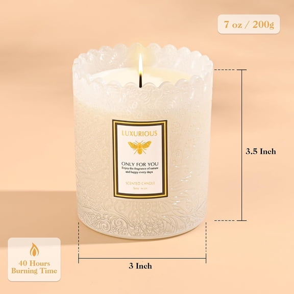 UYGDUY-Tuberose Scented Candle, Candles for Home Scented, Luxury Jar Candles for Women, Candles Gifts for Women, Natural Soy Wax Candle, 7 oz 40 Hours