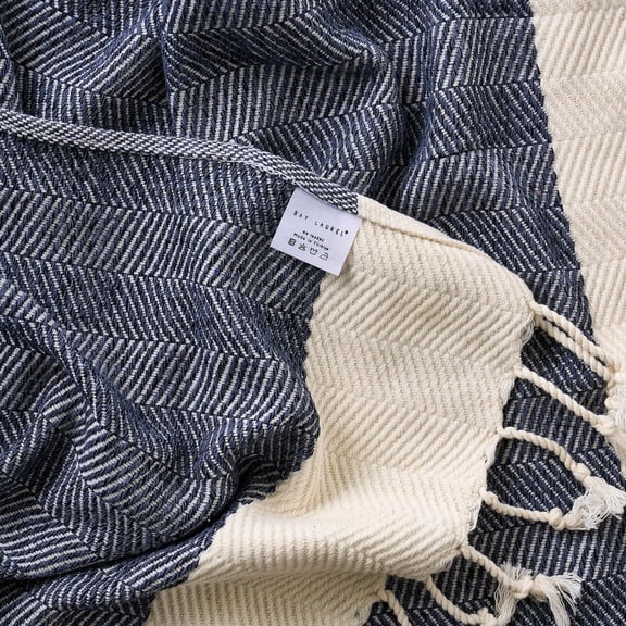 UYGDUY-Turkish Hand Towel Pack of 2 | Soft & Absorbent Decorative Towels for Bathroom, Hand, Face, Hair, Gym, Yoga, SPA, Kitchen & Tea | Boho Decor (Navy, Herringbone 16x40 Inches (Set of 2)