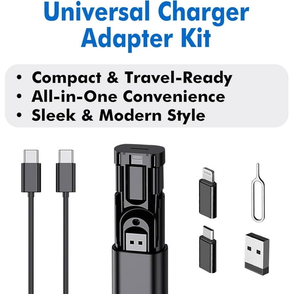 UYGDUY-USB C Adapter OTG Cable Kit, L Connector to Type C Converter Case, Conversion Set A Type C L Micro USB Adapter Kit, 60W Charging & Data Transfer Cable Set w/SIM Tray Eject Tool, Black