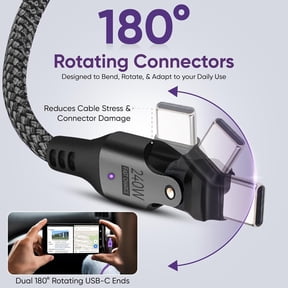 UYGDUY-USB Cable Type C to C 180 Rotation PD 240W (1- Pack 3.3ft) USB2.0 480MBPS & Data Transfer Cable Phone Charge Cord for Type C Devices (Black)