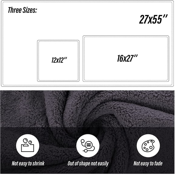 UYGDUY-Ultra Soft Towel Set-Quick Drying-2 Bath Towels 2 Hand Towels 2 Washcloths - Microfiber Coral Velvet Highly Absorbent Towel for Bath Fitness, Bathroom, Sports, Yoga, Travel(Dark Grey, 6 Pcs)