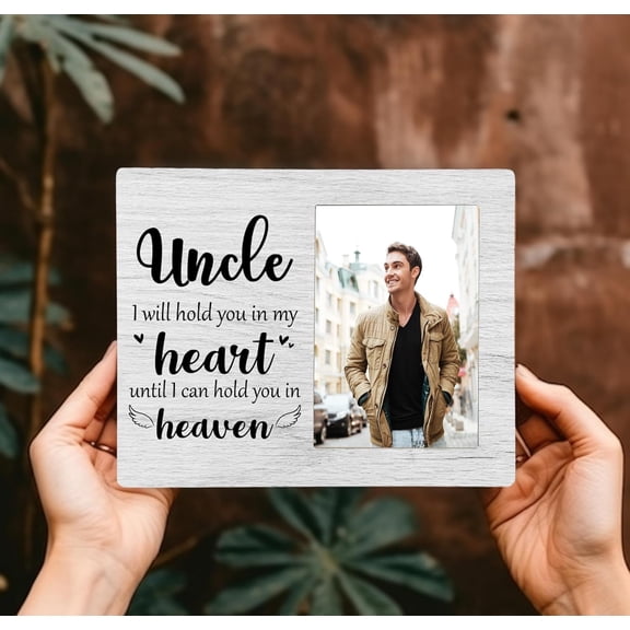 UYGDUY-Uncle Memorial Picture Frame, I Will Hold You in My Heart Remembrance Wooden Photo Frame Gifts for Loss of Uncle, 4x6 inch Photo