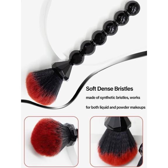 UYGDUY-Unique Diamond and Pearl Design Makeup Brush Set, 10pcs Cute and Full Complete Powder, Concealer, Blush, Eye Shadow Cosmetic Brushes Kit (BLACK)