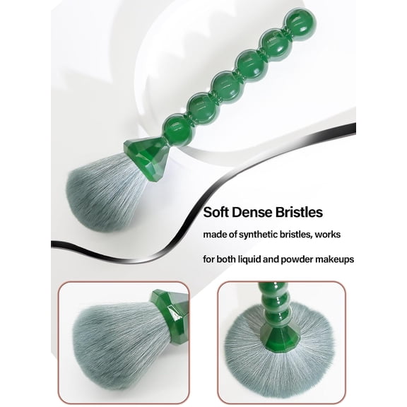 UYGDUY-Unique Diamond and Pearl Design Makeup Brush Set, 10pcs Cute and Full Complete Powder, Concealer, Blush, Eye Shadow Cosmetic Brushes Kit (GREEN)