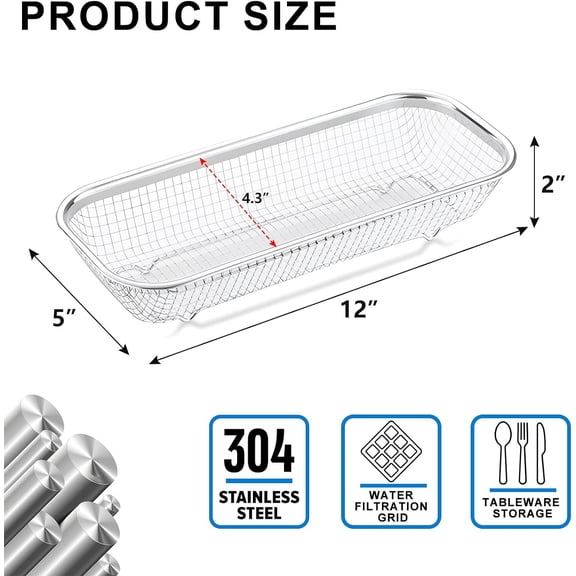 UYGDUY-Utensil Drying Rack, 2 Pack Stainless Steel Utensils Holder Dishwasher Silverware Basket, Compact Dish Rack Chopsticks Spoons, Forks, Knifes Drainer Basket Organizer for Kitchen Counter