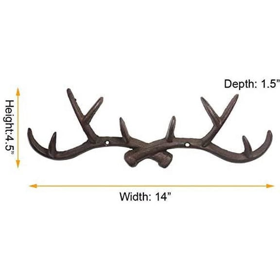 UYGDUY-Vintage Cast Iron Deer Antlers Wall Coat Hooks- Farmhouse Chic Metal Hanger Coat Rack Key Holder Jewellery Display Rack Bathroom Towels Rack Hooks(with Screws)
