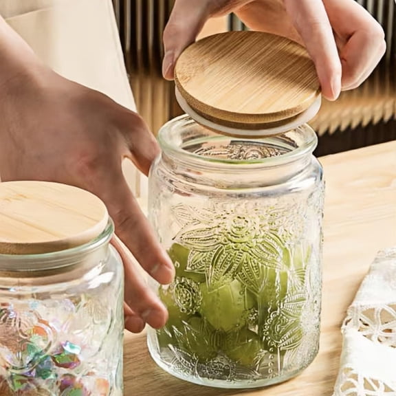 UYGDUY-Vintage Glass Jar with Lid, 23.7oz Airtight Glass Food Storage Container for Kitchen Counter, Pantry, Decorative Jar for Coffee, Tea, Sugar, Gratitude Jar for Mother' Day
