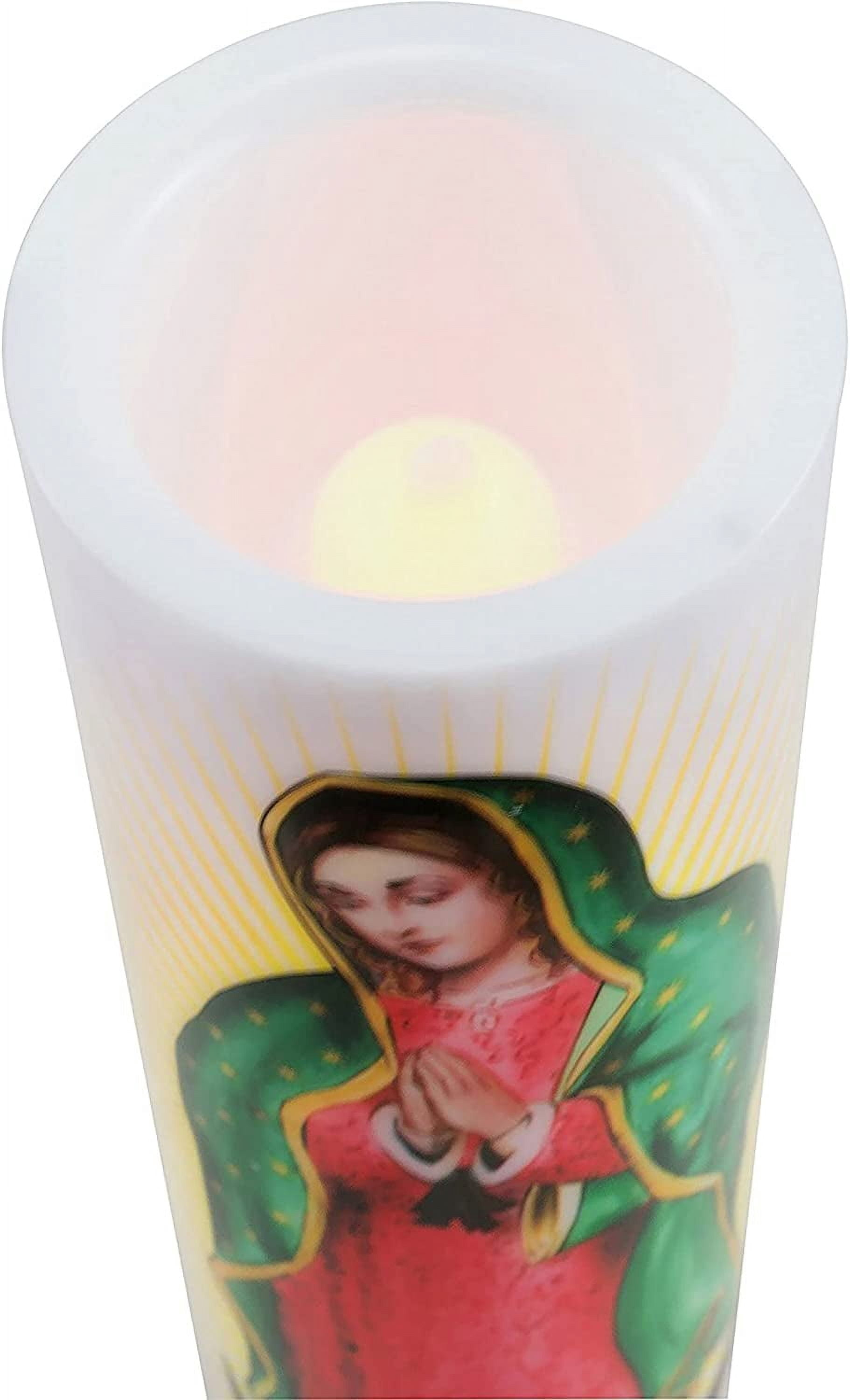 UYGDUY-Virgin of Guadalupe Flameless LED Prayer Candle, Unique Religious Decoration, Gift Idea for Mothers Day, Birthday, or Any Holiday 8.2 Inches