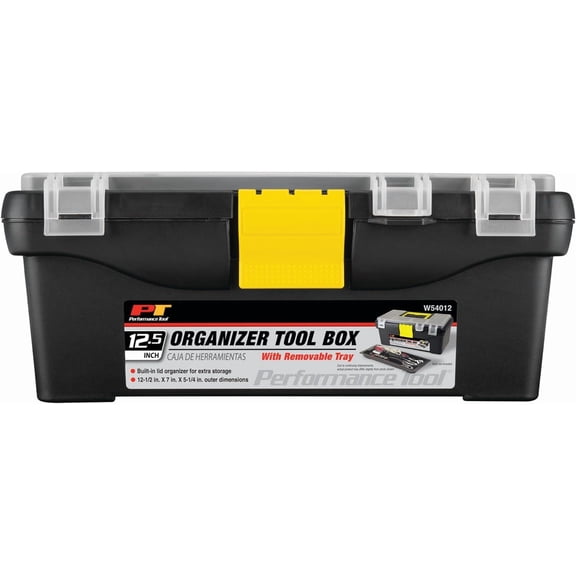 UYGDUY-W54012 Heavy Duty Plastic Organizer Tool Box for Workshops and Garages, Black, 12.5-Inch