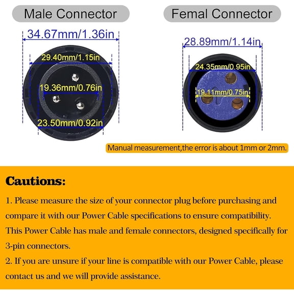 UYGDUY-Waterproof Power Cable, 3 Pin 13AWG 2.5mm2 Waterproof Connector Power Extension Cable, 3m 9.8ft IP65 Par Light Outdoor Power Cord for Powercon Connector Output Hand in Hand Stage Lights