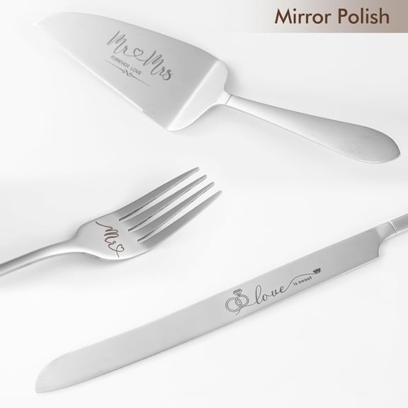 UYGDUY-Wedding Cake Knife and Server Set, Cake Cutting Set for Wedding for Couples (Silver)
