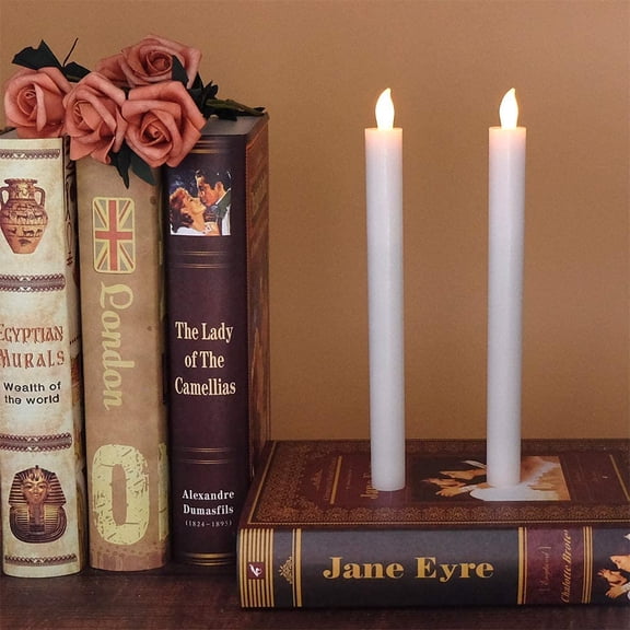 UYGDUY-White Flameless Taper Candles with Remote and Timer 6 Pack Battery Operated LED Flickering Taper Candles Real Wax Dimmable Light Dinner Wedding Holiday Decor(0.78" D x 9.64" H)