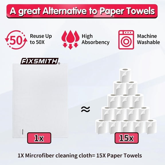 UYGDUY-White Microfiber Cleaning Cloth -Pack of 24, Highly Absorbent Cleaning Rags, 16"X12" All Purpose Cleaning Towels for Housekeeping, Kitchen, Car, Lint Free and Reusable Microfiber Towels