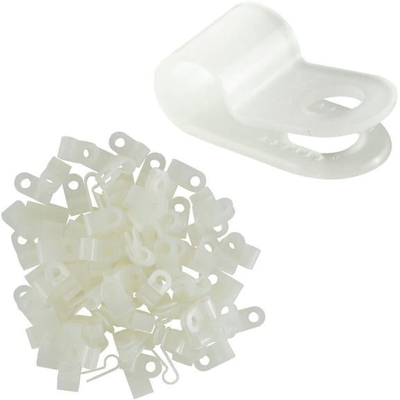 UYGDUY-White Nylon Plastic Cable Clamps, 3/16" Screw Mounts for Cable, Rope, Tube Management, 100 Pack
