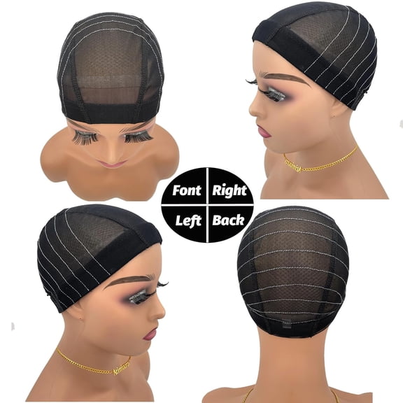UYGDUY-Wig Cap with Guideline Map for Wig Making, Stretchable Mesh Dome Caps with 1 Elastic Band and 4 Wig Combs for Beginners Sewing Wig (Medium: 21"-22", 5 * 5 Closure)